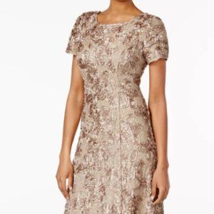 Alex Evenings A Line Rosette Dress - champagne